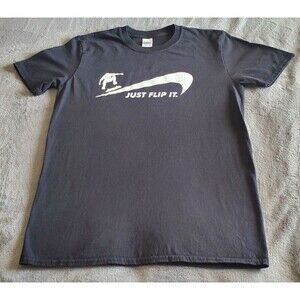 Skater T-Shirt Tee Shirt Gildan Medium Cotton Skateboard Just Flip It